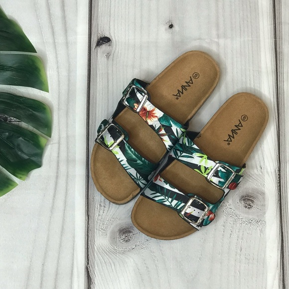 Floral Two Strap Sandals - Picture 2 of 6